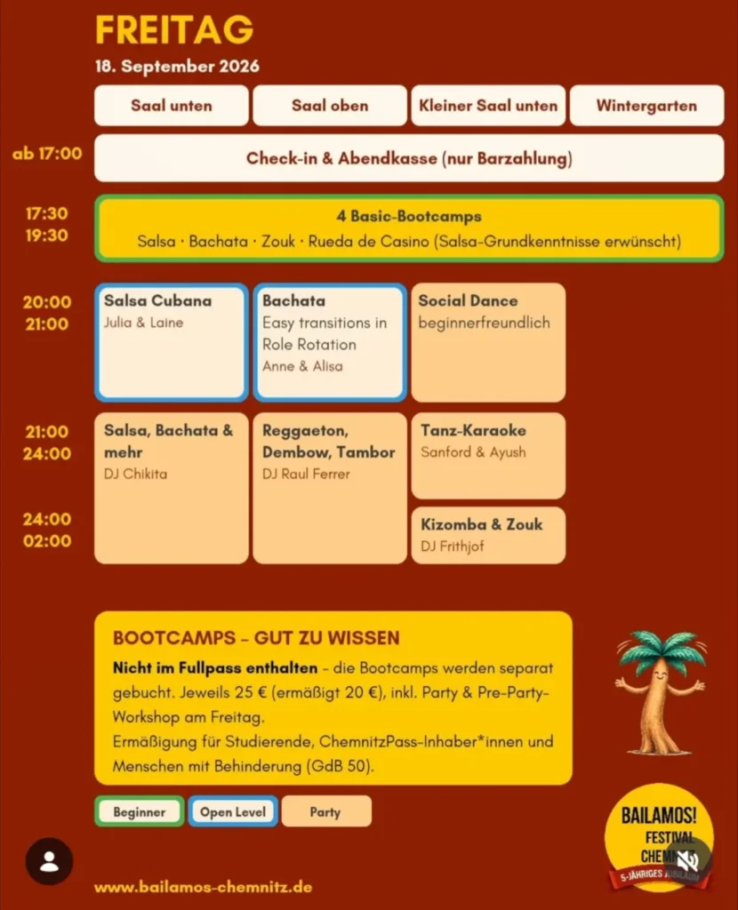 BAILAMOS! Festival Chemnitz – Freitag (5-jähriges Jubiläum) – Salsa, Bachata and Kizomba
