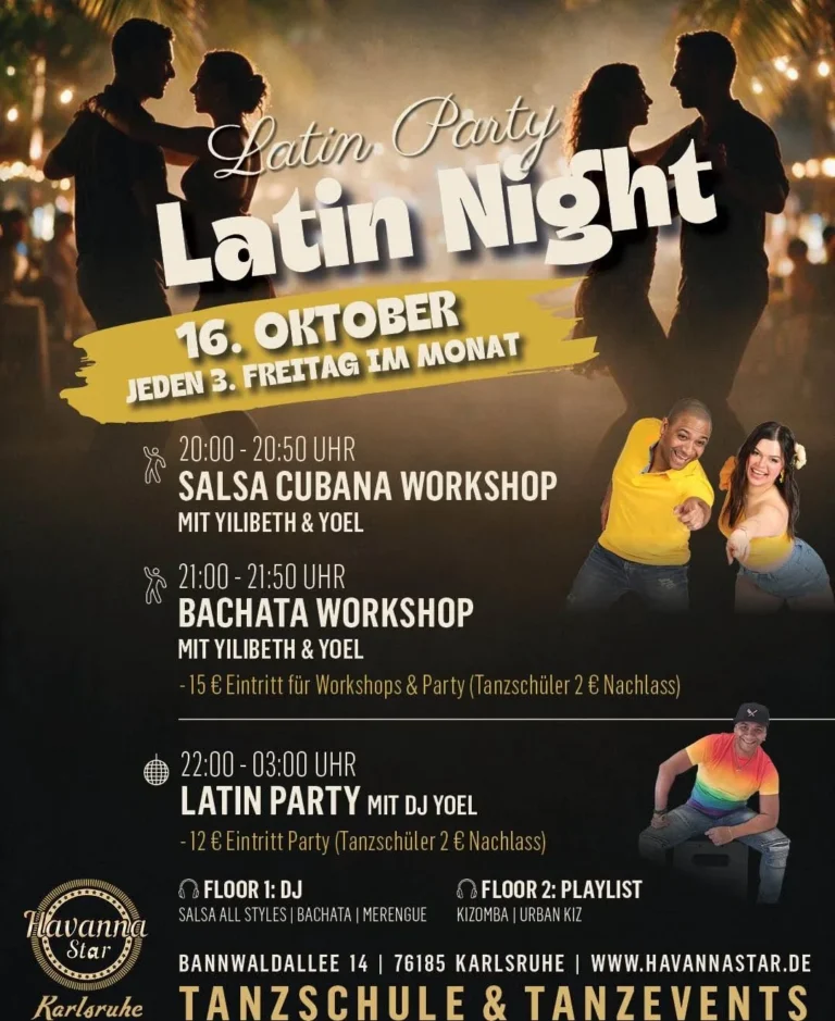 Latinparty mit 2 Workshops – Salsa, Bachata and Kizomba in Karlsruhe